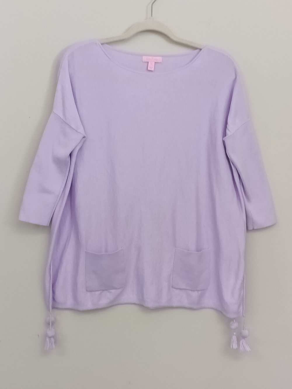Lilly Pulitzer Lavender Boatneck Oversized Lightweight Knit Tassel Tunic XS